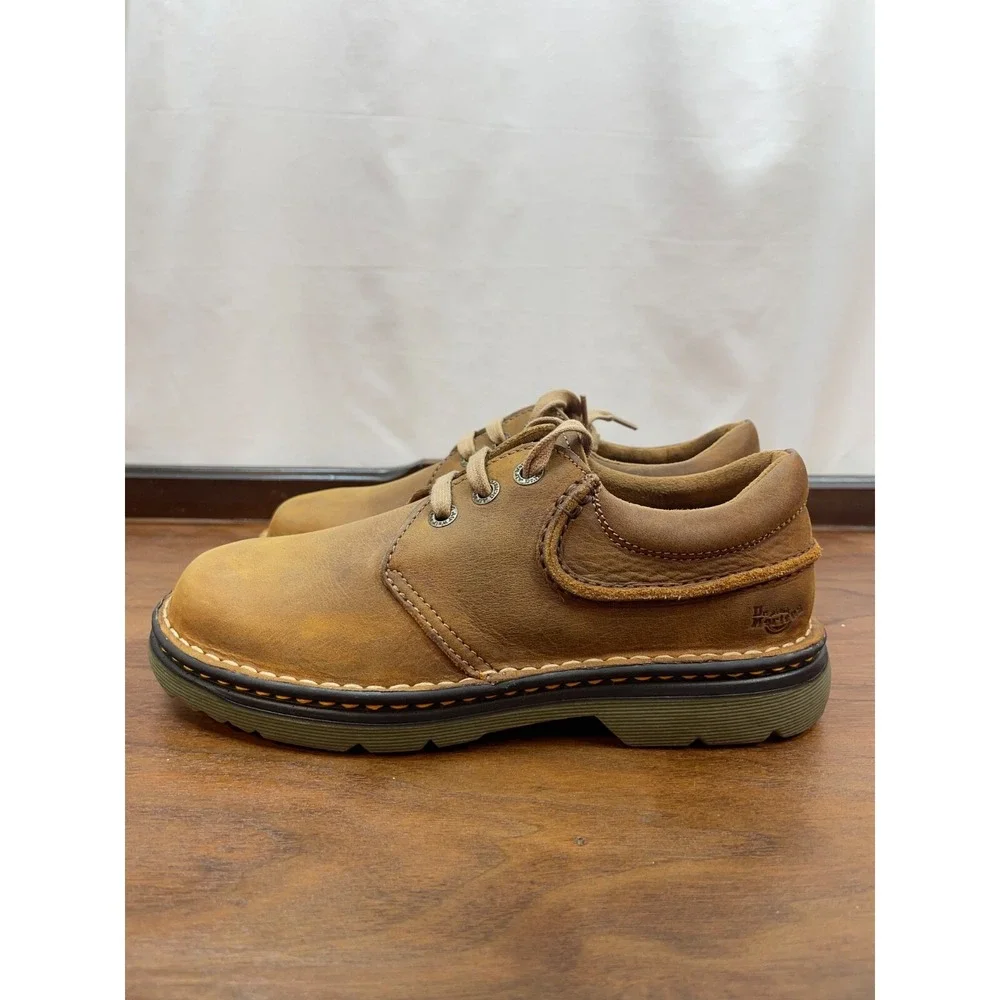 Dr Martens Mens US SZ 7 UK SZ 6  3 Eyelet Oxford Camel Tan Brown Rare EUC Clean